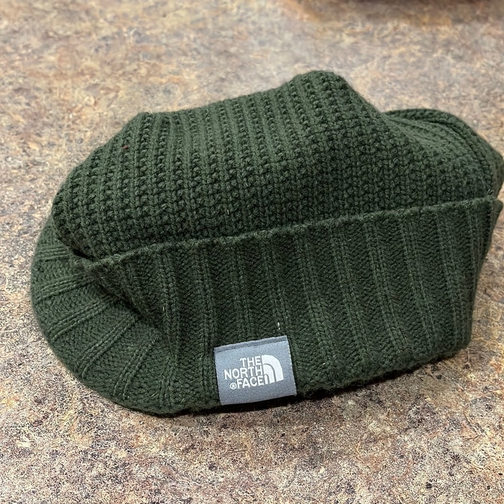 Green billed Northface winter hat